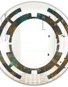 Blue and Bronze Dots on Glass III - Modern Round or Oval Wall Mirror - Space