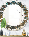 Blue and Bronze Dots on Glass III - Modern Round or Oval Wall Mirror - Leaves