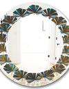 Blue and Bronze Dots on Glass III - Modern Round or Oval Wall Mirror - Leaves