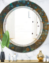Blue and Bronze Dots on Glass III - Modern Round or Oval Wall Mirror - Triple C