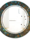 Blue and Bronze Dots on Glass III - Modern Round or Oval Wall Mirror - Triple C