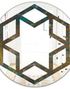 Blue and Bronze Dots on Glass III - Modern Round or Oval Wall Mirror - Hexagon Star