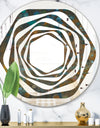 Blue and Bronze Dots on Glass III - Modern Round or Oval Wall Mirror - Whirl