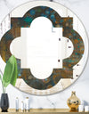 Blue and Bronze Dots on Glass III - Modern Round or Oval Wall Mirror - Quatrefoil