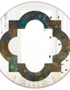 Blue and Bronze Dots on Glass III - Modern Round or Oval Wall Mirror - Quatrefoil