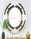 Blue and Bronze Dots on Glass III - Modern Round or Oval Wall Mirror - Space