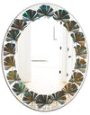 Blue and Bronze Dots on Glass III - Modern Round or Oval Wall Mirror - Leaves