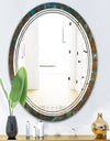 Blue and Bronze Dots on Glass III - Modern Round or Oval Wall Mirror - Triple C