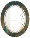 Blue and Bronze Dots on Glass III - Modern Round or Oval Wall Mirror - Triple C
