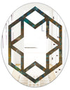 Blue and Bronze Dots on Glass III - Modern Round or Oval Wall Mirror - Hexagon Star