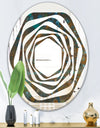 Blue and Bronze Dots on Glass III - Modern Round or Oval Wall Mirror - Whirl