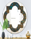 Blue and Bronze Dots on Glass III - Modern Round or Oval Wall Mirror - Quatrefoil