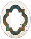 Blue and Bronze Dots on Glass III - Modern Round or Oval Wall Mirror - Quatrefoil