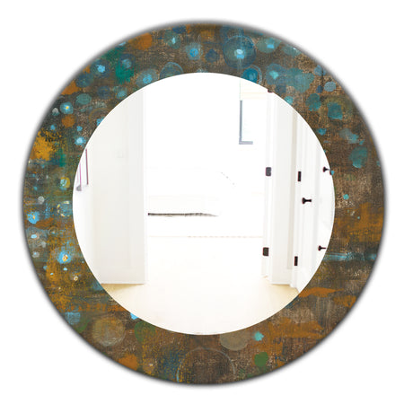 Blue and Bronze Dots On Glass IV - Traditional Mirror - Oval or Round Wall Mirror