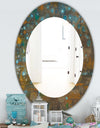 Blue and Bronze Dots On Glass IV - Traditional Mirror - Oval or Round Wall Mirror