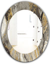 Painted Gold Stone - Traditional Mirror - Frameless Oval or Round Wall Mirror