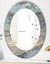 Rock Teal Panel I - Modern Mirror - Oval or Round Wall Mirror