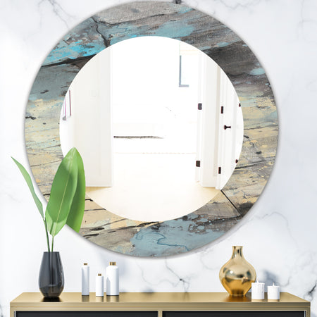 Rock Teal Panel II - Modern Mirror - Frameless Oval or Round Wall Mirror