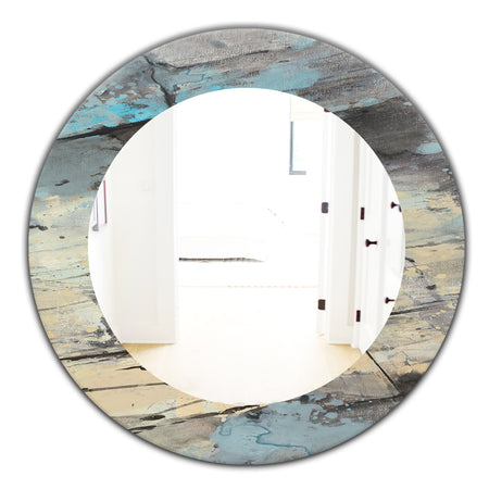 Rock Teal Panel II - Modern Mirror - Frameless Oval or Round Wall Mirror