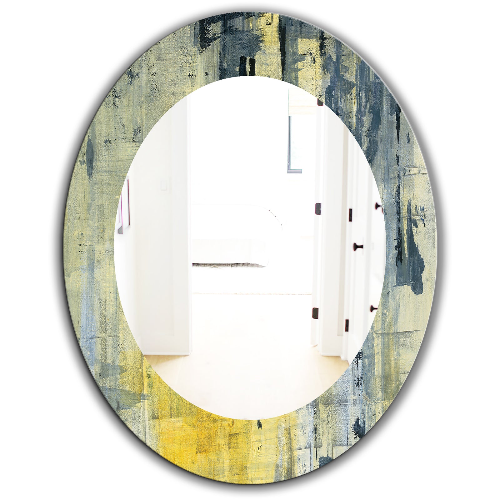Yellow and Black Element - Modern Mirror - Oval or Round Wall Mirror