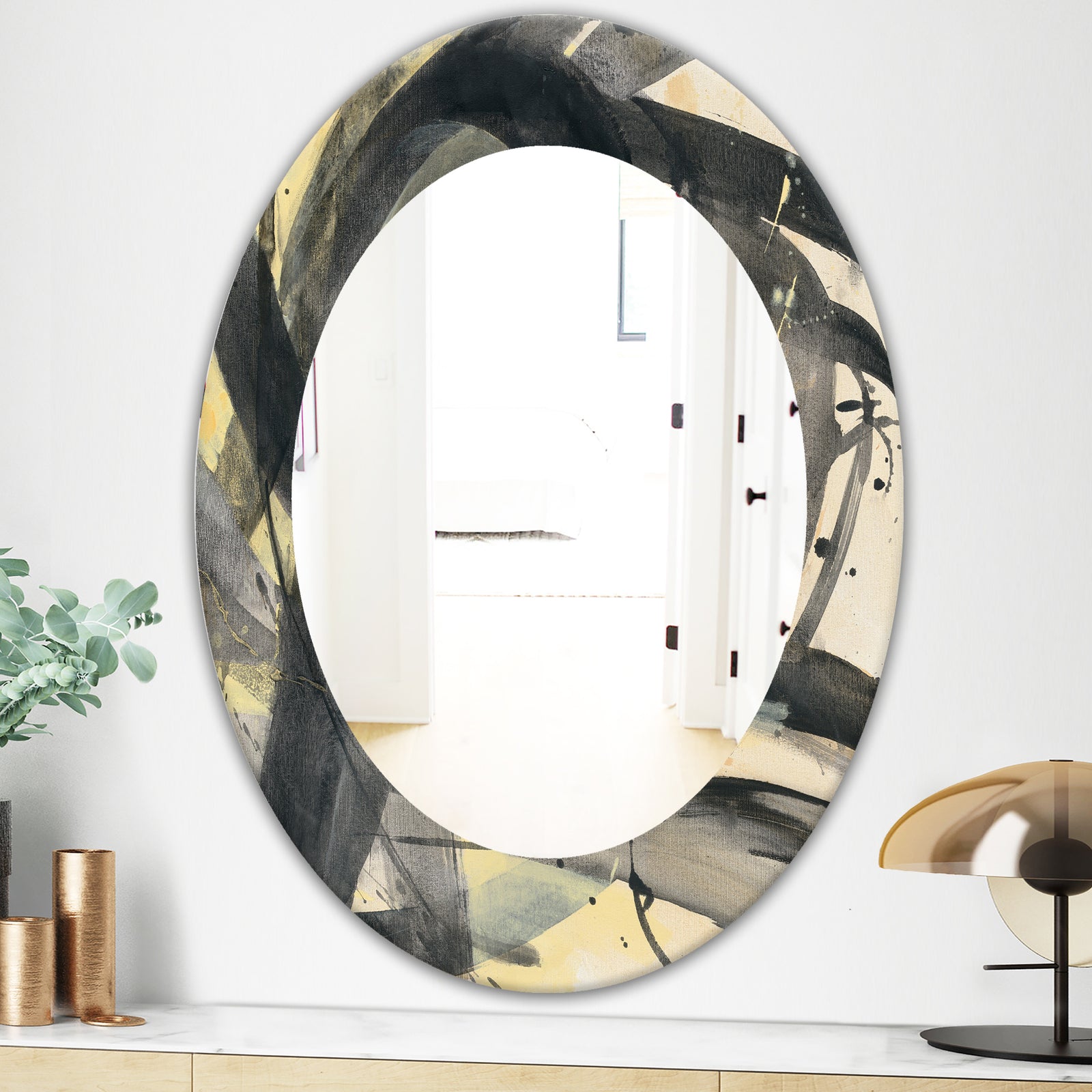 Minimalistic Roller IV - Mid-Century Mirror - Oval or Round Wall Mirror