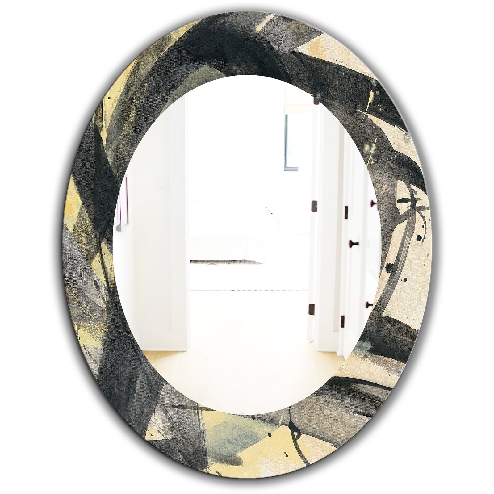 Minimalistic Roller IV - Mid-Century Mirror - Oval or Round Wall Mirror