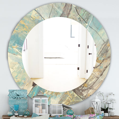 Mineral Landscape In Blue, Cream and Brown - Traditional Mirror - Oval or Round Wall Mirror