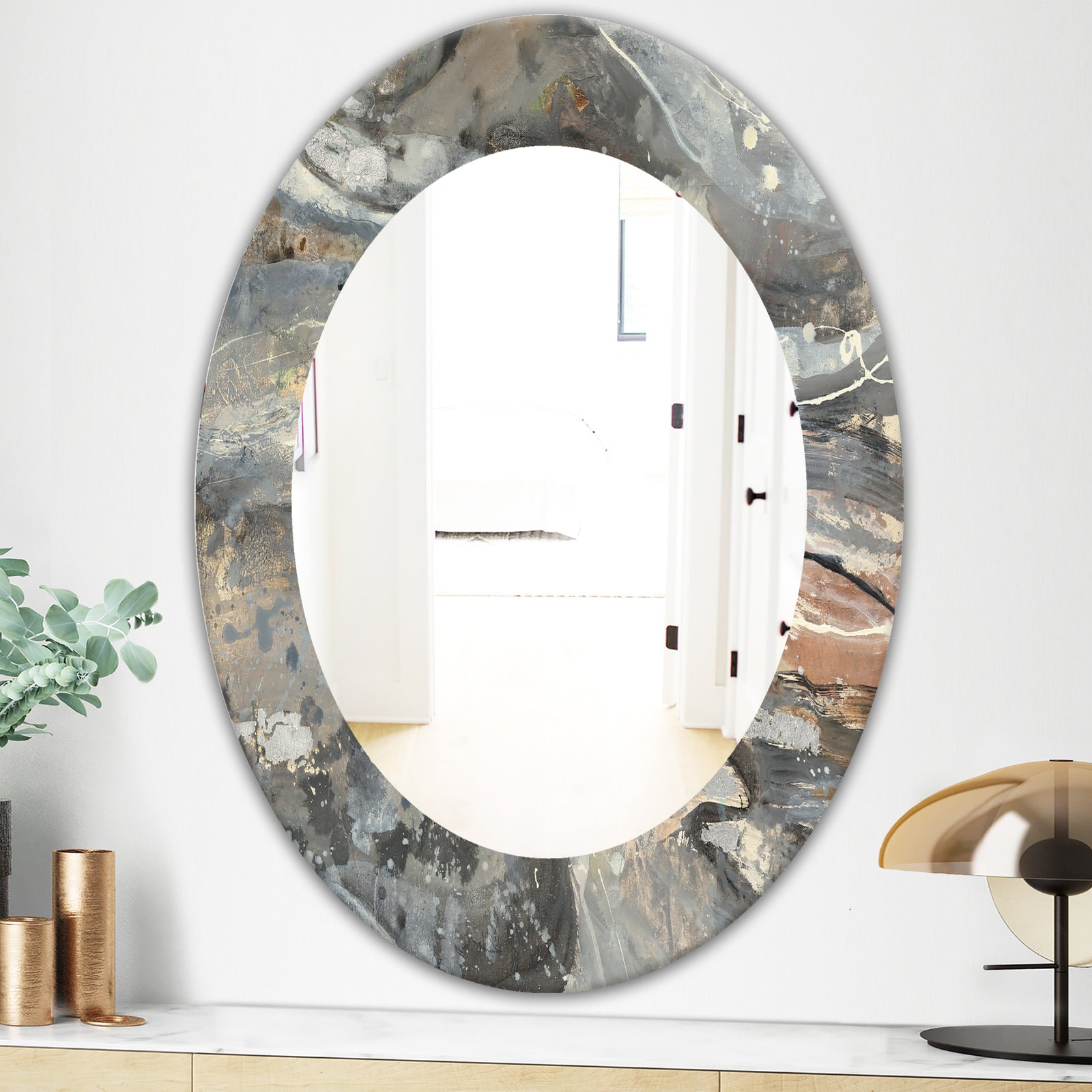 Fire and Ice Minerals VI - Modern Mirror - Frameless Oval or Round Wall Mirror