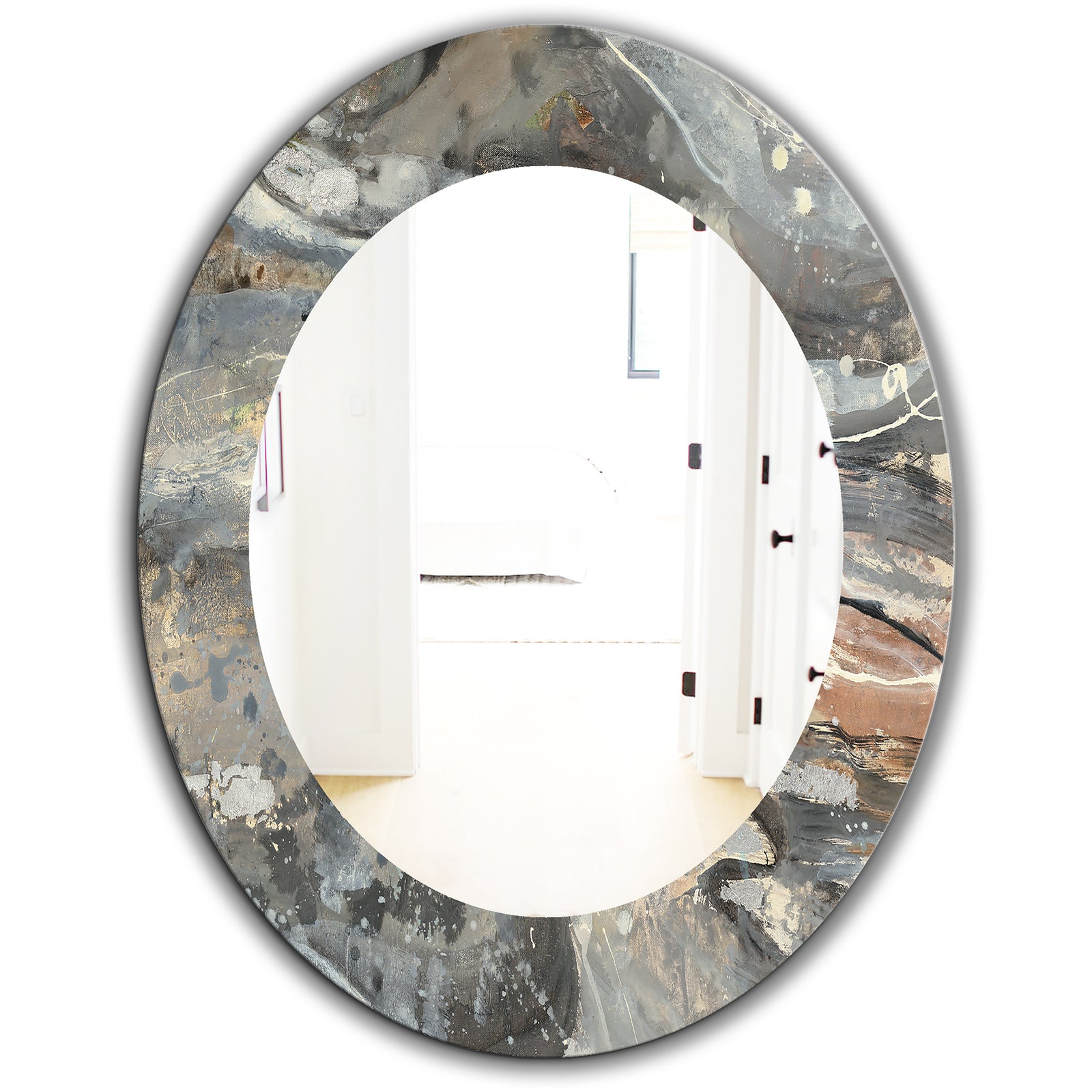 Fire and Ice Minerals VI - Modern Mirror - Frameless Oval or Round Wall Mirror