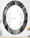 Abstract Glacial Black and White Painting - Mid-Century Mirror - Oval or Round Wall Mirror