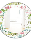 Mixed Green Geometric Pattern II - Modern Mirror - Oval or Round Wall Mirror
