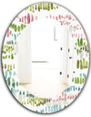 Mixed Green Geometric Pattern II - Modern Mirror - Oval or Round Wall Mirror