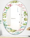 Mixed Green Geometric Pattern II - Modern Mirror - Oval or Round Wall Mirror