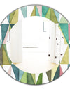 Mixed Green Geometric Pattern III - Modern Mirror - Oval or Round Wall Mirror