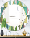 Mixed Green Geometric Pattern III - Modern Mirror - Oval or Round Wall Mirror