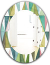 Mixed Green Geometric Pattern III - Modern Mirror - Oval or Round Wall Mirror