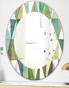 Mixed Green Geometric Pattern III - Modern Mirror - Oval or Round Wall Mirror