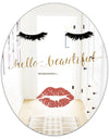 Fashion Glam Lips On Gold I - Modern Mirror - Oval and Circle Wall Mirror
