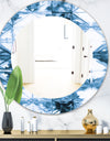 Indigo Watercolor Geometrical I - Mid-Century Mirror - Oval or Round Wall Mirror