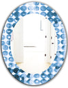 Indigo Watercolor Geometrical II - Mid-Century Mirror - Oval or Round Wall Mirror