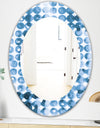 Indigo Watercolor Geometrical II - Mid-Century Mirror - Oval or Round Wall Mirror