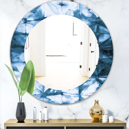 Porch & Den 'Indigo Watercolor Geometrical III - Mid-Century Mirror