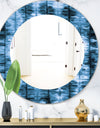 Indigo Watercolor Geometrical IV - Mid-Century Mirror - Oval or Round Wall Mirror