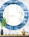 Indigo Watercolor Geometrical V - Mid-Century Mirror - Oval or Round Wall Mirror