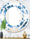 Indigo watercolor geometrical VI - Modern Round or Oval Wall Mirror - Space