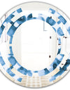 Indigo watercolor geometrical VI - Modern Round or Oval Wall Mirror - Space