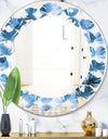Indigo watercolor geometrical VI - Modern Round or Oval Wall Mirror - Leaves