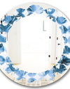 Indigo watercolor geometrical VI - Modern Round or Oval Wall Mirror - Leaves