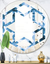 Indigo watercolor geometrical VI - Modern Round or Oval Wall Mirror - Hexagon Star