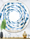 Indigo watercolor geometrical VI - Modern Round or Oval Wall Mirror - Whirl